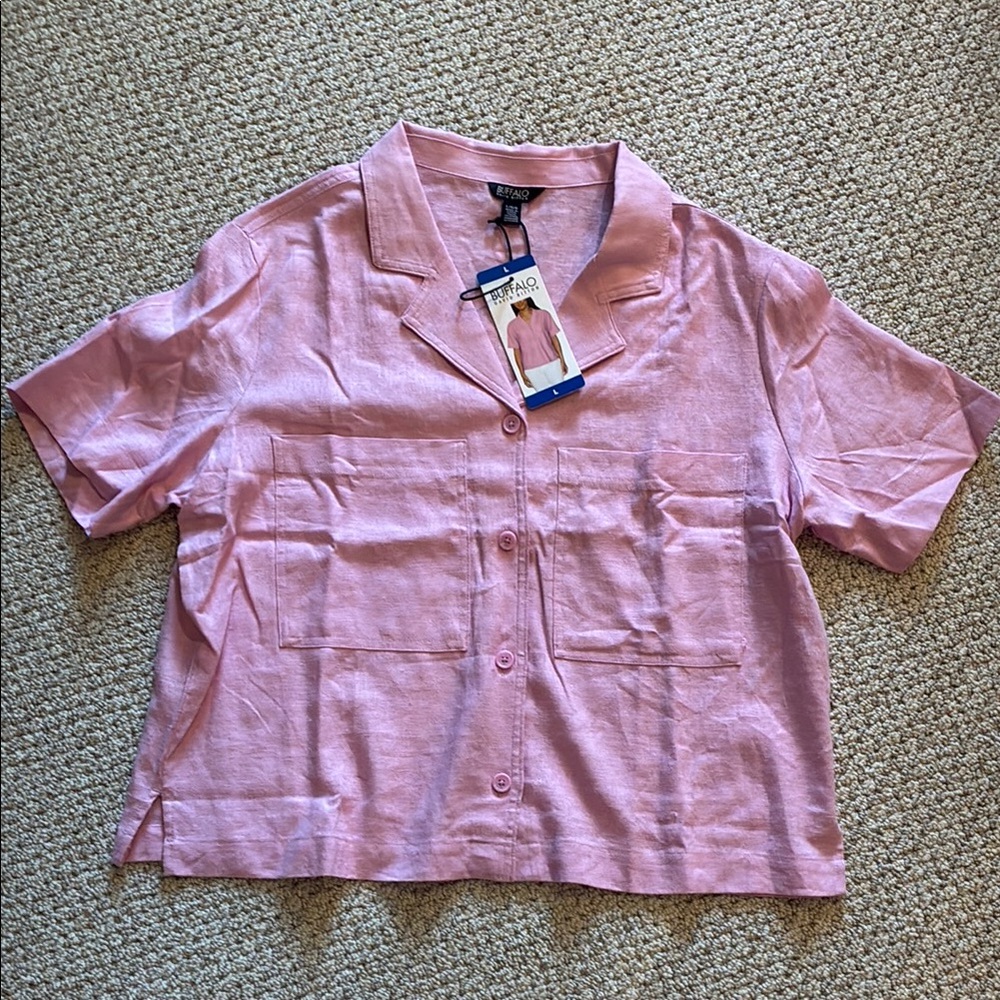Buffalo David Bitton Light Pink Short Sleeve Camp Shirt